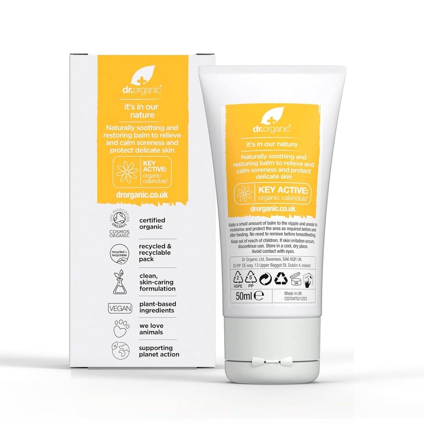 Dr Organic Nipple Balm med Calendula, Lanolin, Natural Relief, För sår och spruckna bröstvårtor, 30 ml Tillbehör Mat och Amning Bebe Naty Shop