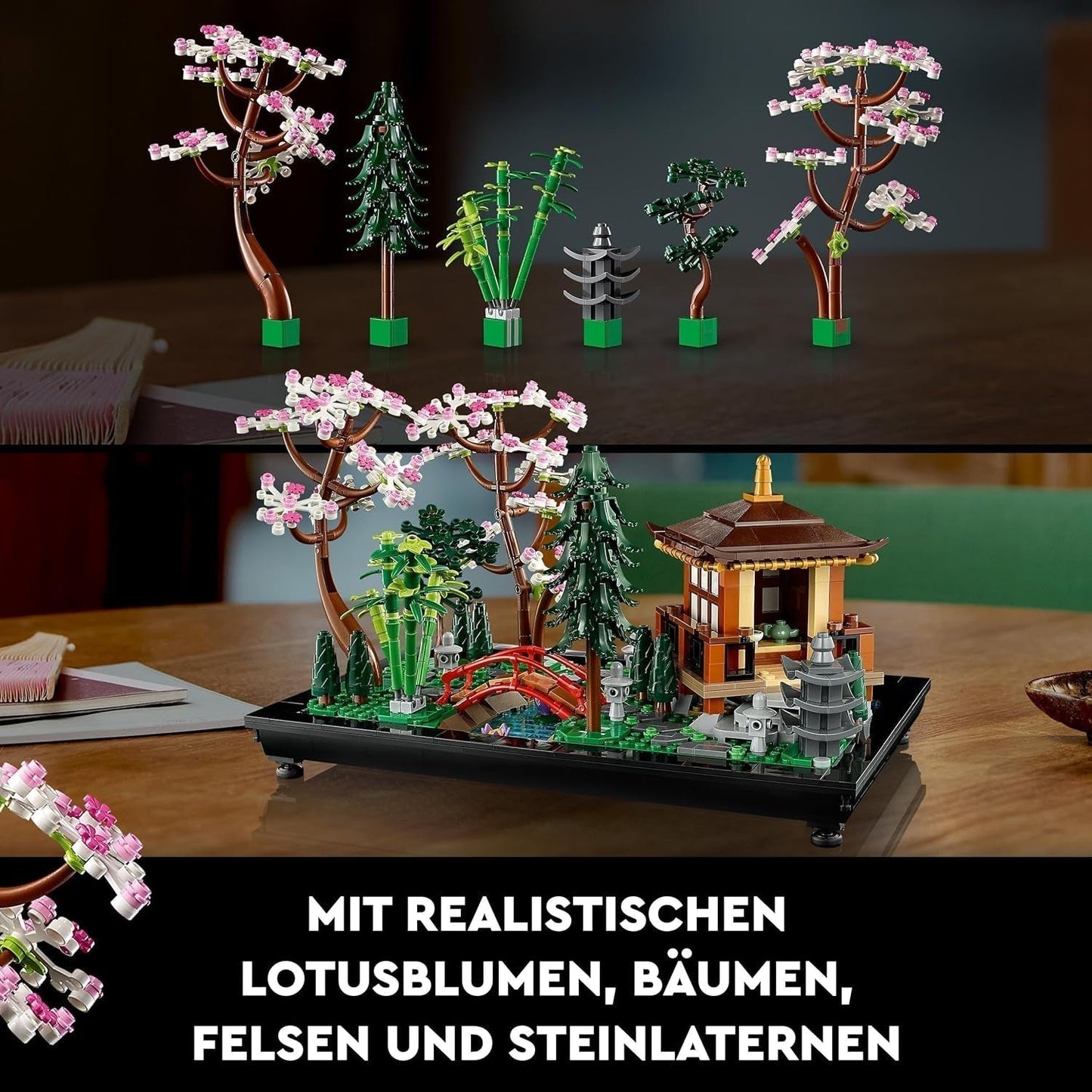 Lego Icons Garden of Silence - Vuxen Zen Botaniska trädgårdsset med lotusblommor - Anpassningsbar japanskt inspirerad skrivbordsdekoration - Present för kvinnor och män 10315 Byggset Besuche den LEGO-Store