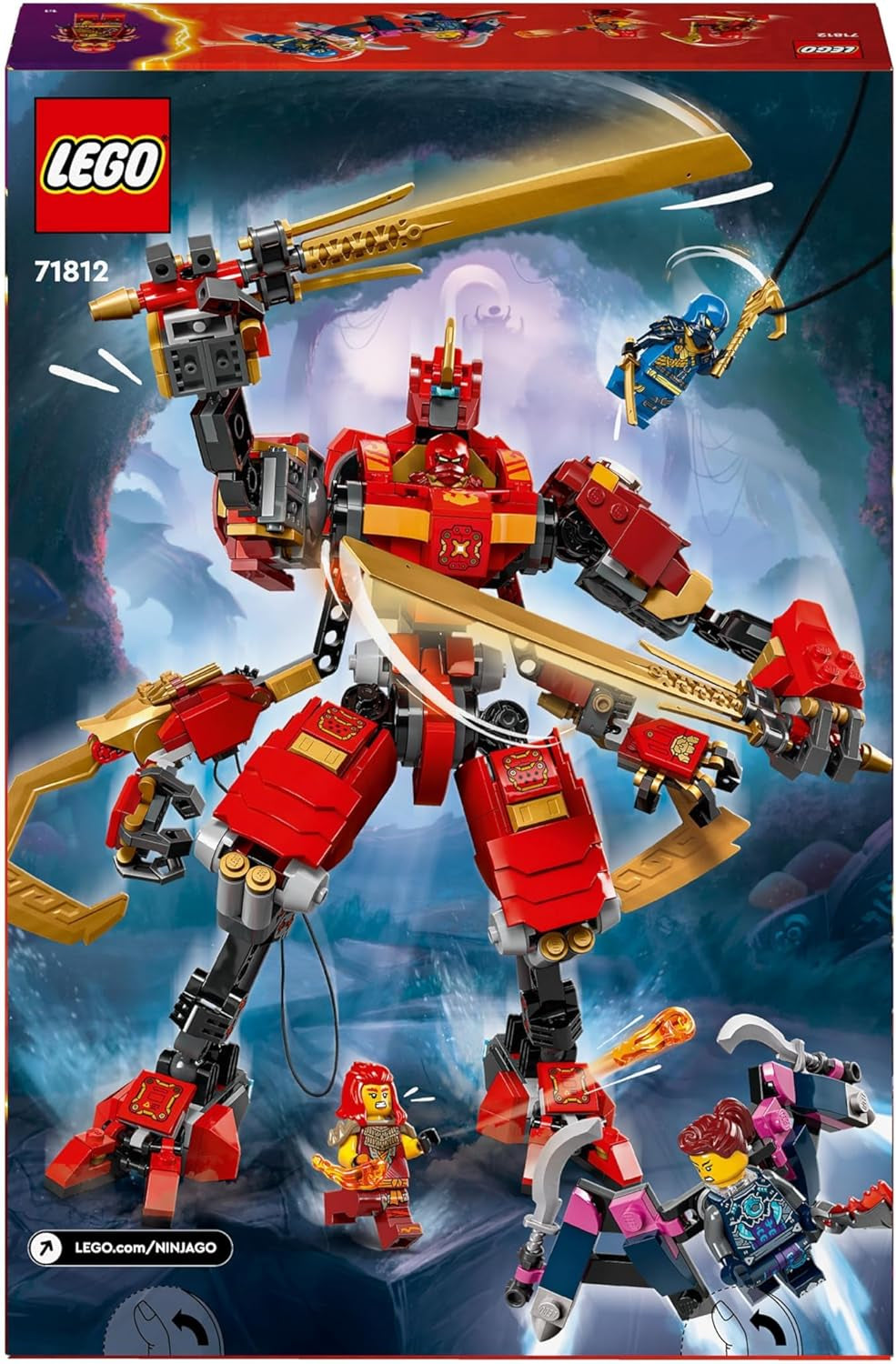 LEGO NINJAGO Kai's Ninja Climbing Mech Set, Ninja Toy med byggbar actionfigur och 4 minifigurer, Kids Adventure Set, födelsedagspresent för 9-åriga pojkar och flickor 71812 Byggset Beuche den LEGO-Store