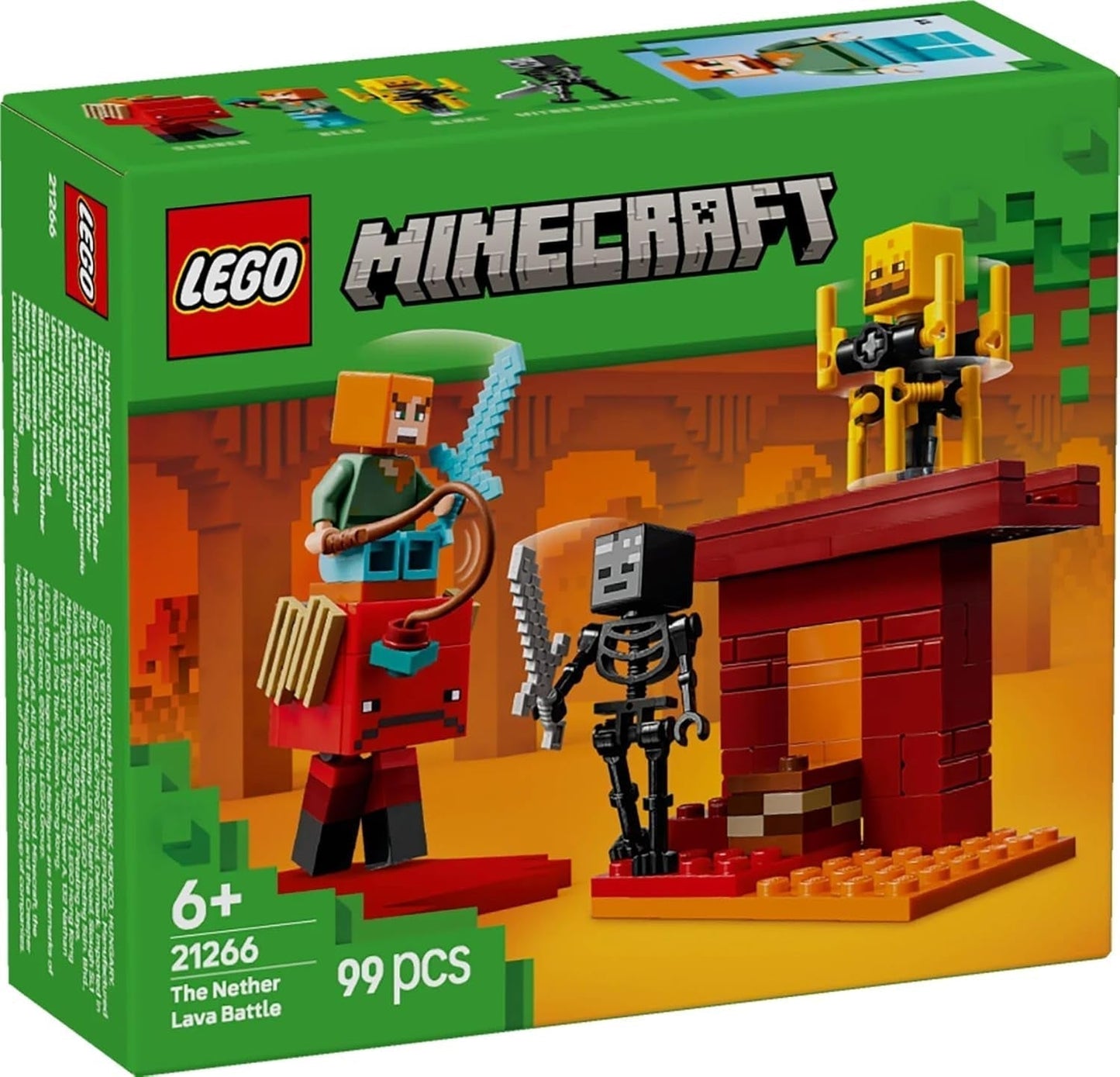 LEGO Minecraft Lava Duell of the Deep, Leksak för TV-spelsfans, fästning med minifigurer inklusive Alex, Skeleton Wither, Lohe och Strider, Present för flickor och pojkar 6 år gamla 21266 Byggset Beuche den LEGO-Store