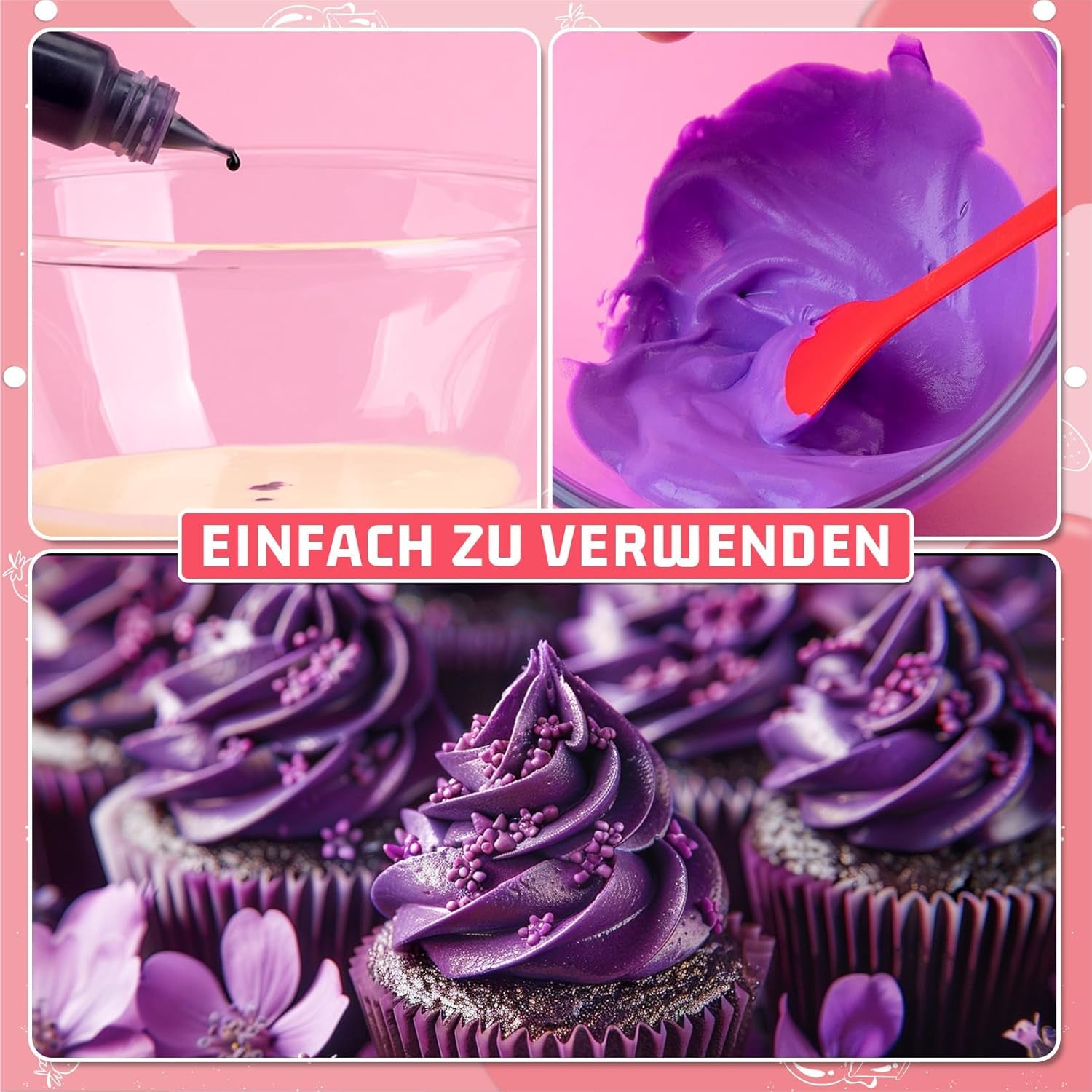 Gel matfärg - HXDZFX 2×30ml, sockerfri matfärg, högkoncentrerad, för dekoration av kakor, vit fondant, makroner, kakor, bakning, påskägg, slem (druvor lila)
