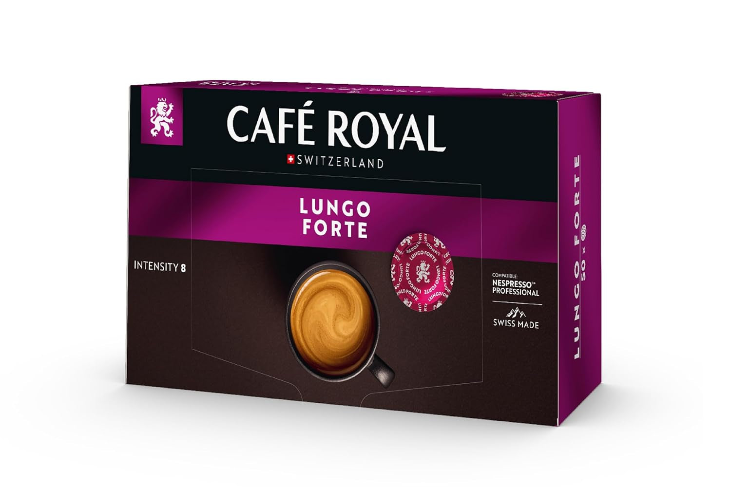 Café Royal Professional Pads, Lungo Forte, 50 Nespresso (R) Professionell kompatibla pads för kontor och gastronomie, Rainforest Alliance certifierad, 100 Prozent Arabica Kaffee, Intensitet 8