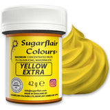 Matfärg Sugarflair Max Concentrated Yellow Extra, högkoncentrerad karamellfärg för marsipan och fondant, pastafärgning Max Concentrate - 42 g