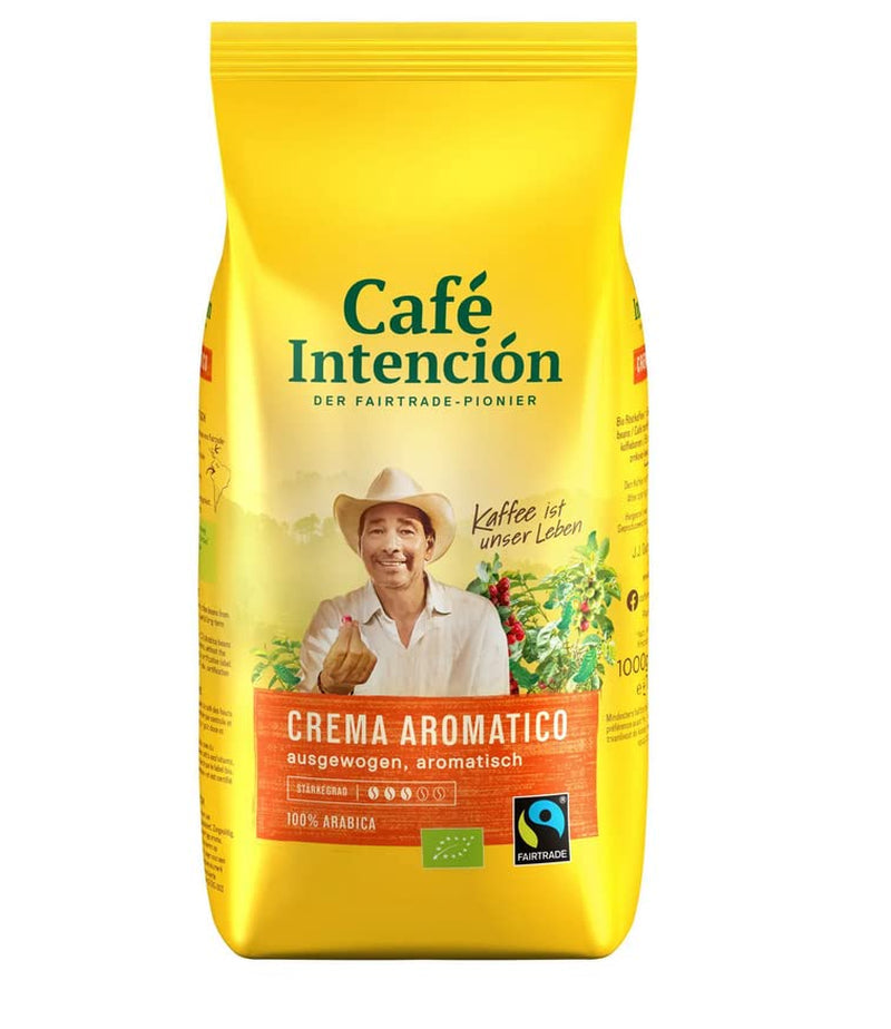 Fairtrade JJDarboven Café Intención Aromatico Café Crema, ekologiskt kaffe, hela bönor - 1 kg - 4x