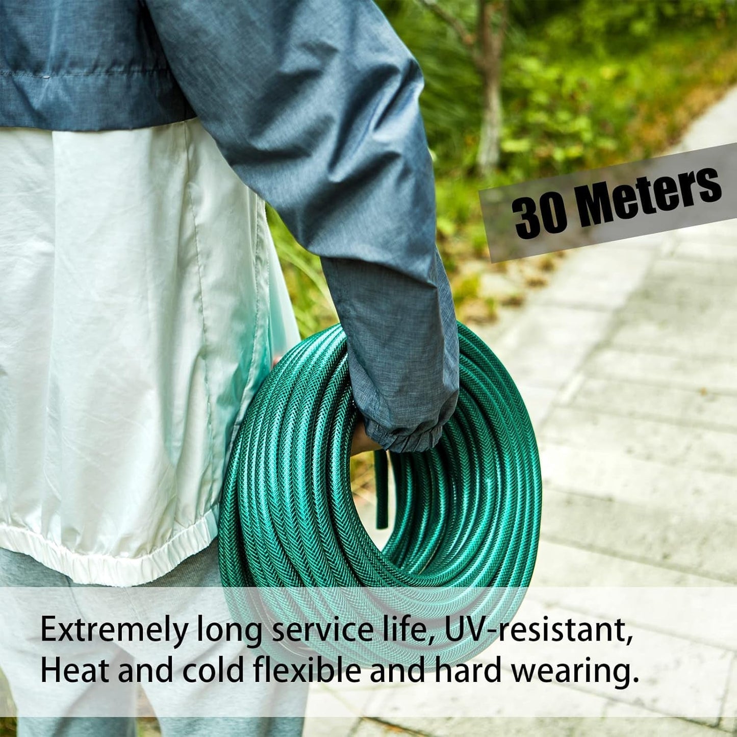 30 meter förstärkt PVC trädgårdsvattenslang