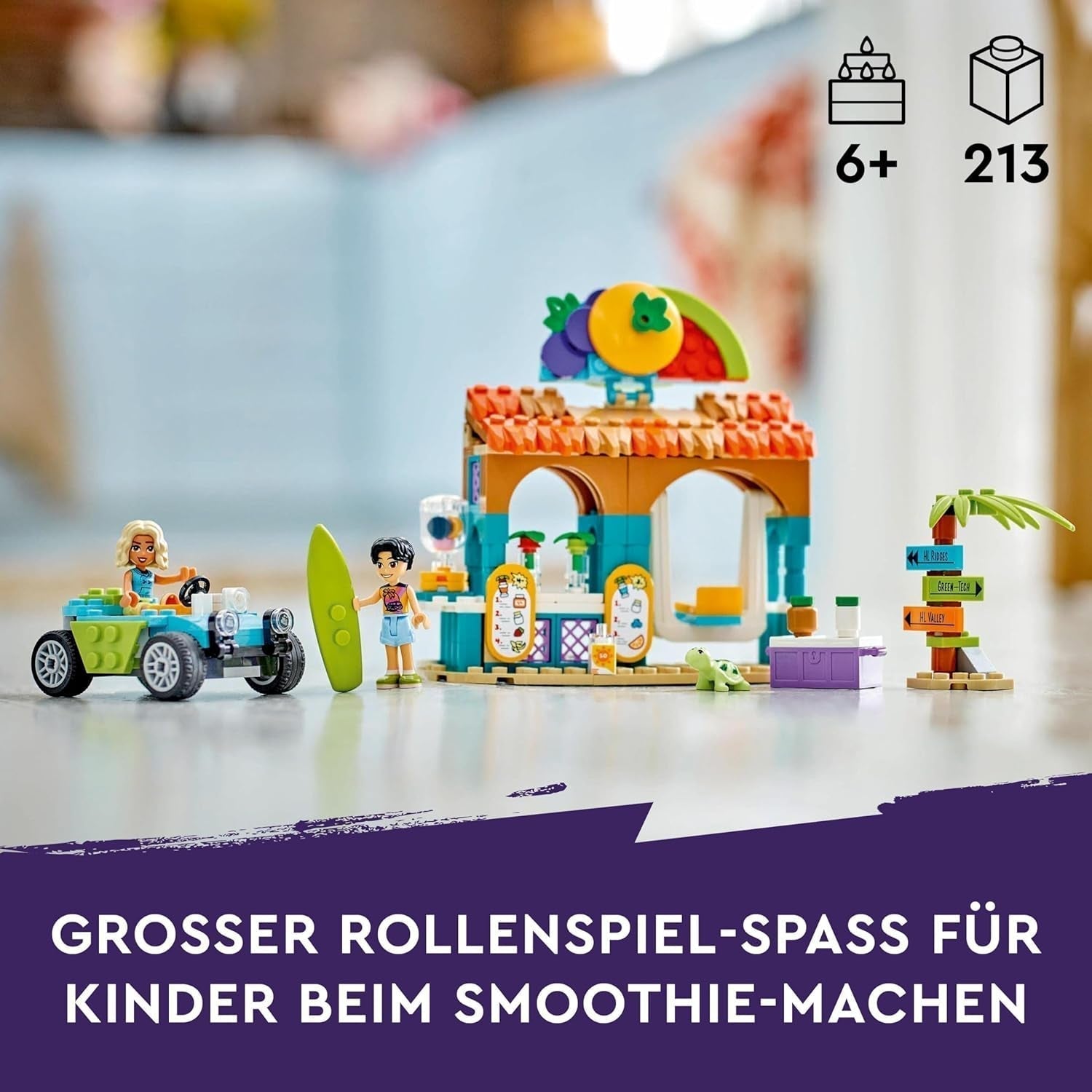 LEGO Friends Smoothieställ på stranden Rollspel Lekset Presentidé för flickor och pojkar 6 år med lekfigurer Sköldpadda och tillbehör Social utveckling Leksak 42625 Byggset Besuche den LEGO-Store