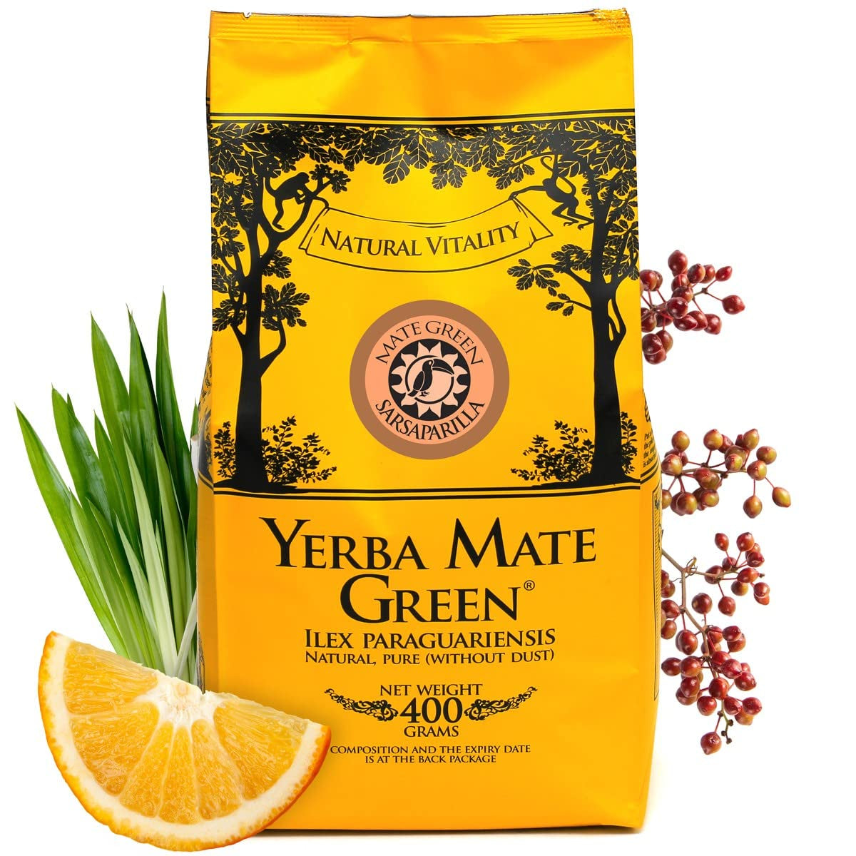 Yerba SARSAPARILLA 400G ● Söt och uppfriskande Mate-te ● Sarsaparilla-blad ● Mate-te från Mate-blad ● Yebra Mate-te med GUARANA 50G ● Yerba Mate Lösbladste 450G ● Veganskt