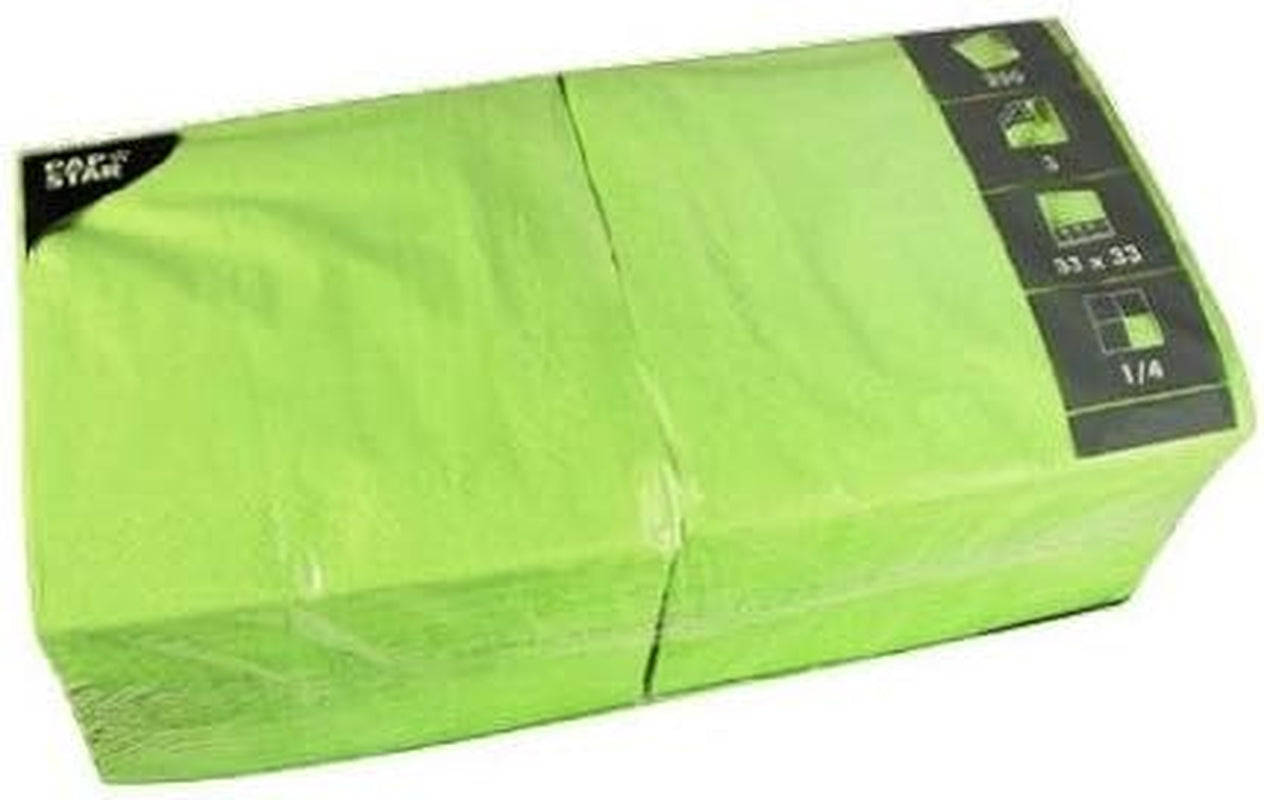 250 servetter, 3 lager 1/4-faldig 33 Cm X 33 Cm äppelgrön