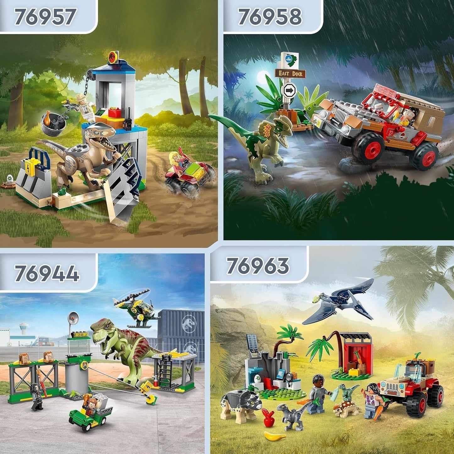 LEGO Jurassic World Rescue Center för babydinosaurier, set med små dinosauriefigurer inklusive Triceratops, Ankylosaurus och Velociraptor, byggpresent för pojkar och flickor från 4 år 76963 Byggset Besuche den LEGO-Store