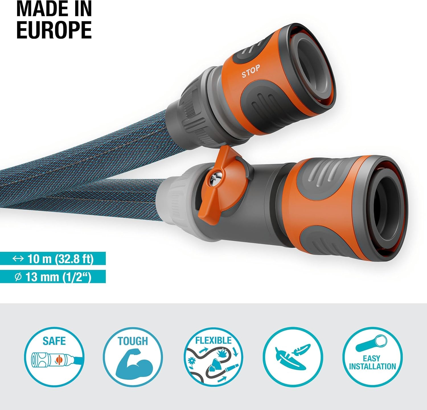 Textilslang Gardena Liano Xtreme 1/2", set 10 meter + inomhusadapter