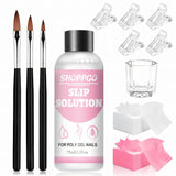 Polygel Straightening Solution, Polygel Slip Solution Nail Kit, Straightening Solution 75 ml, Innehåller 5 Nagelspetsklämmor, 3 Nagelborstar, 1 Crystal Cup, 100 rengöringsark