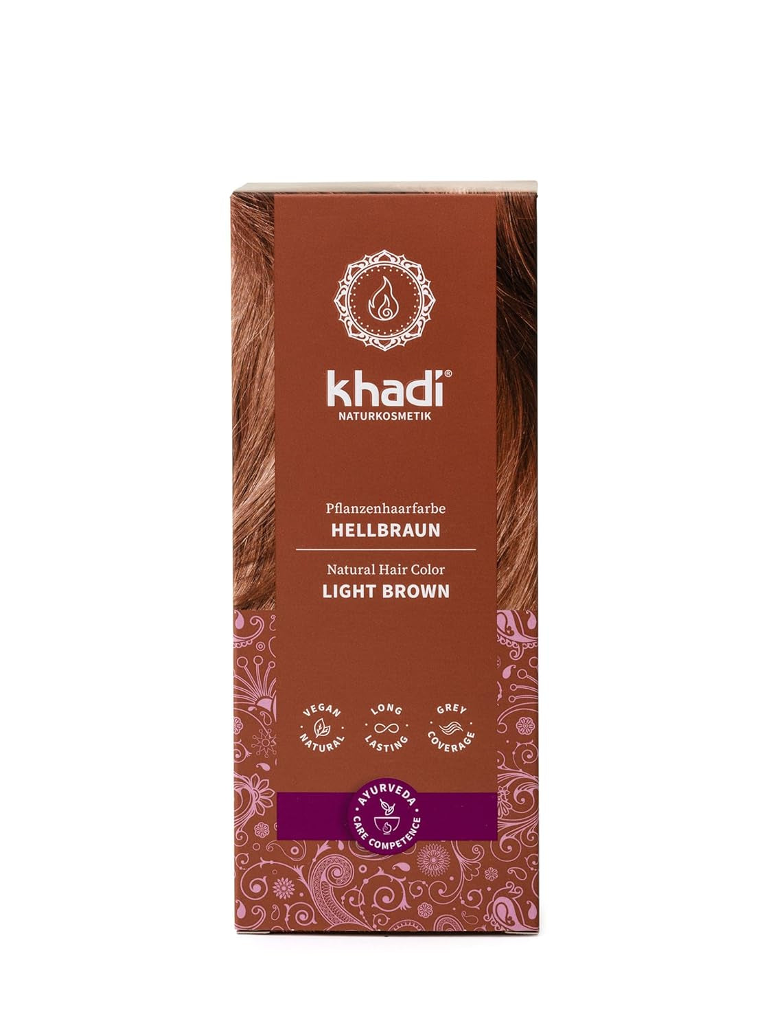 khadi GOLDBRAUN Ört-hårfärg Ljus bärnstensfärgad till mjuk och glänsande Gyllene brun hårfärg 100 % naturlig växtbaserad hårfärg Naturlig och vegancertifierad naturlig kosmetika 100 g Naty Shop Hårfärg Ljusbrun 100 G (1 förpackning) Enkel
