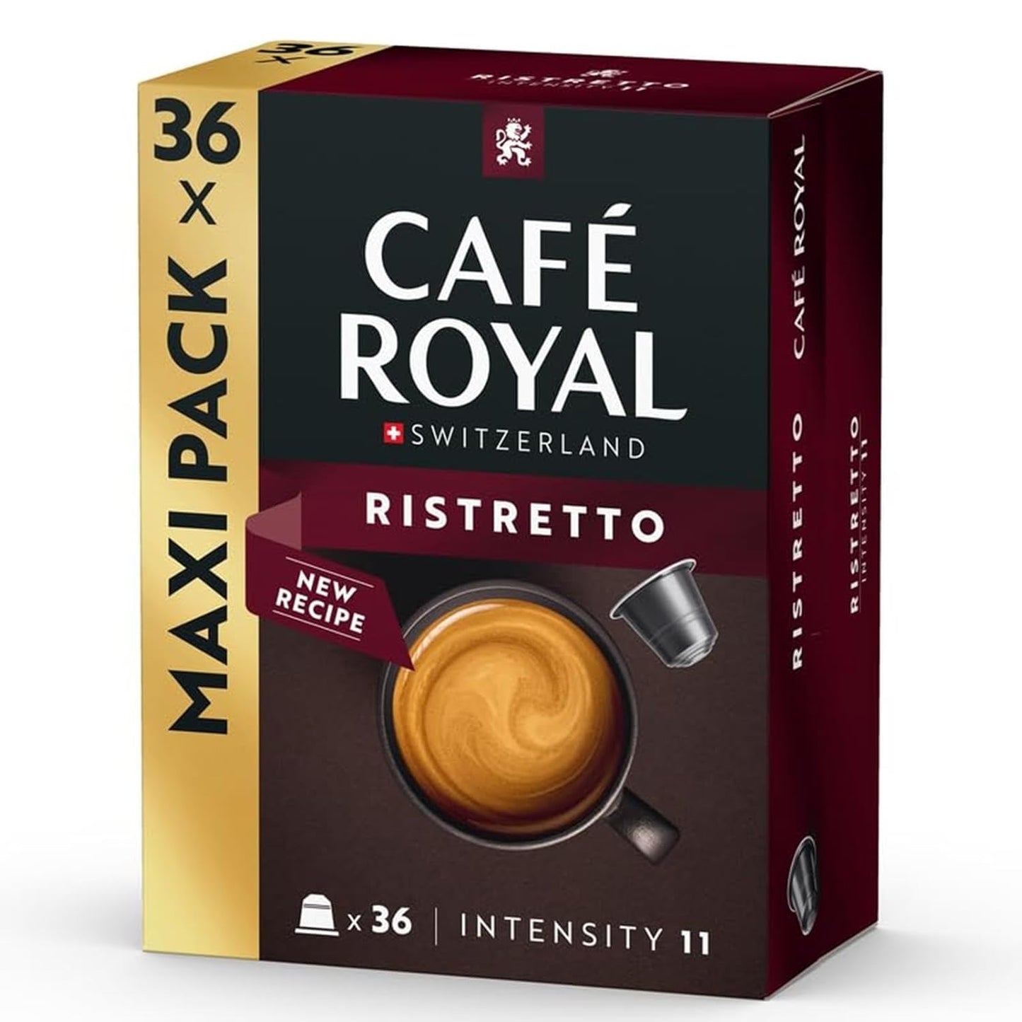 Café Royal Ristretto – Nespresso®-kompatibla kaffekapslar, 100 % Arabica, intensiv, mörkrostad, intensitet 11/12, Rainforest Alliance, 36 kapslar