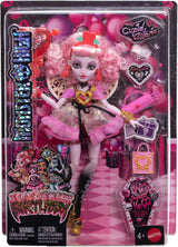 Monster High Skrämmande söt födelsedag Cupid Asteria docka i rosa och röd festklänning med tillbehör som inbjudan, ballong, present och mer, JBG77