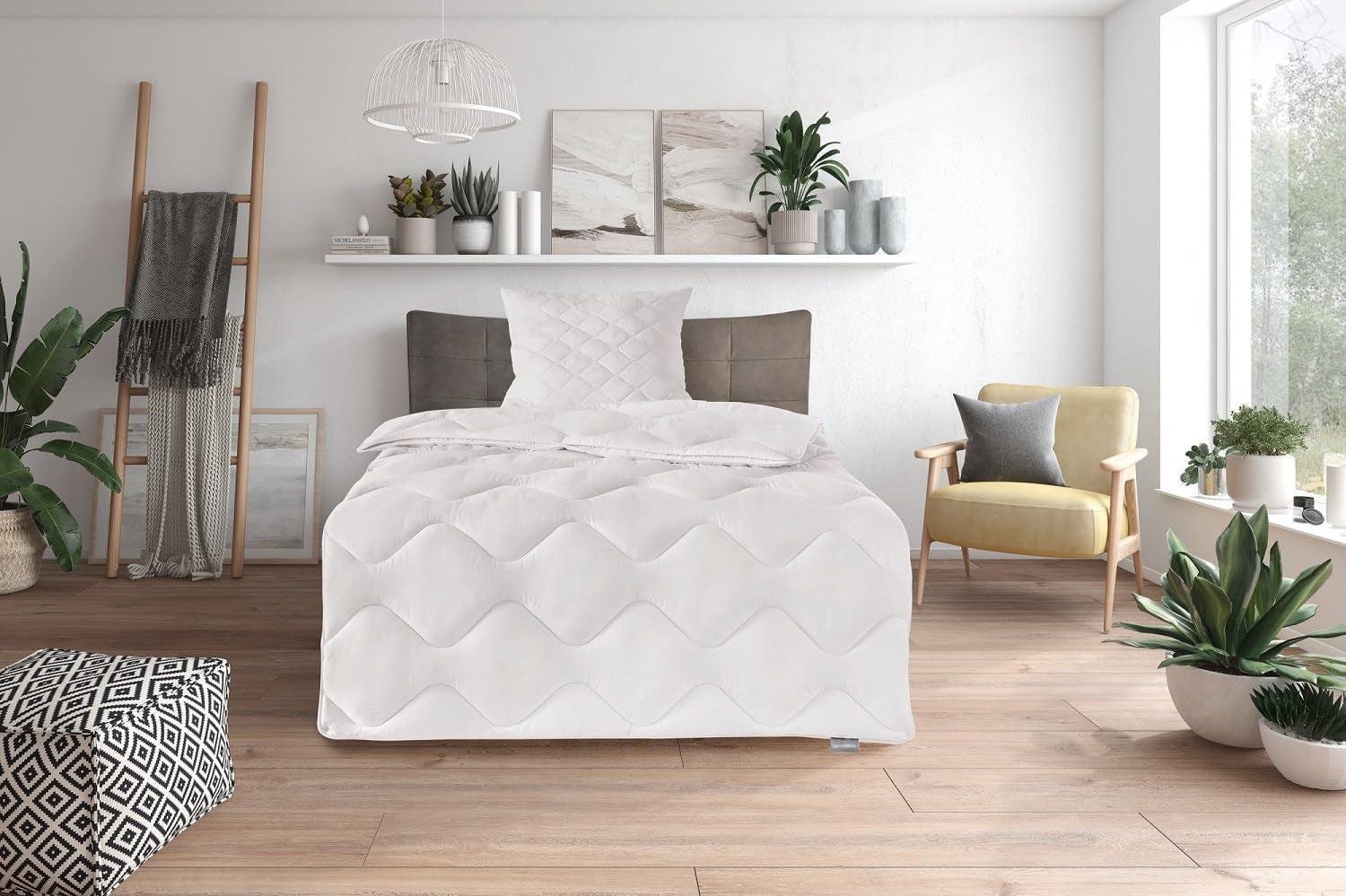 Traumnacht Cozy - Bäddset 4 säsonger, 1 X delbart täcke 135 X 200 Set och 1 X kudde 80 X 80 Cm, Ã-ko Tex certifierad, vit, utvecklad i Tyskland, (paket med 2) Naty Shop Täcken och täcken 4 säsonger 135 X 200 Set