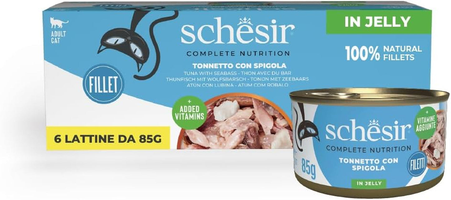Blåfenad tonfisk i gelé, komplett våt kattmat, konserverad, med tillsatta vitaminer, 100 % naturlig, 6 x 85 g