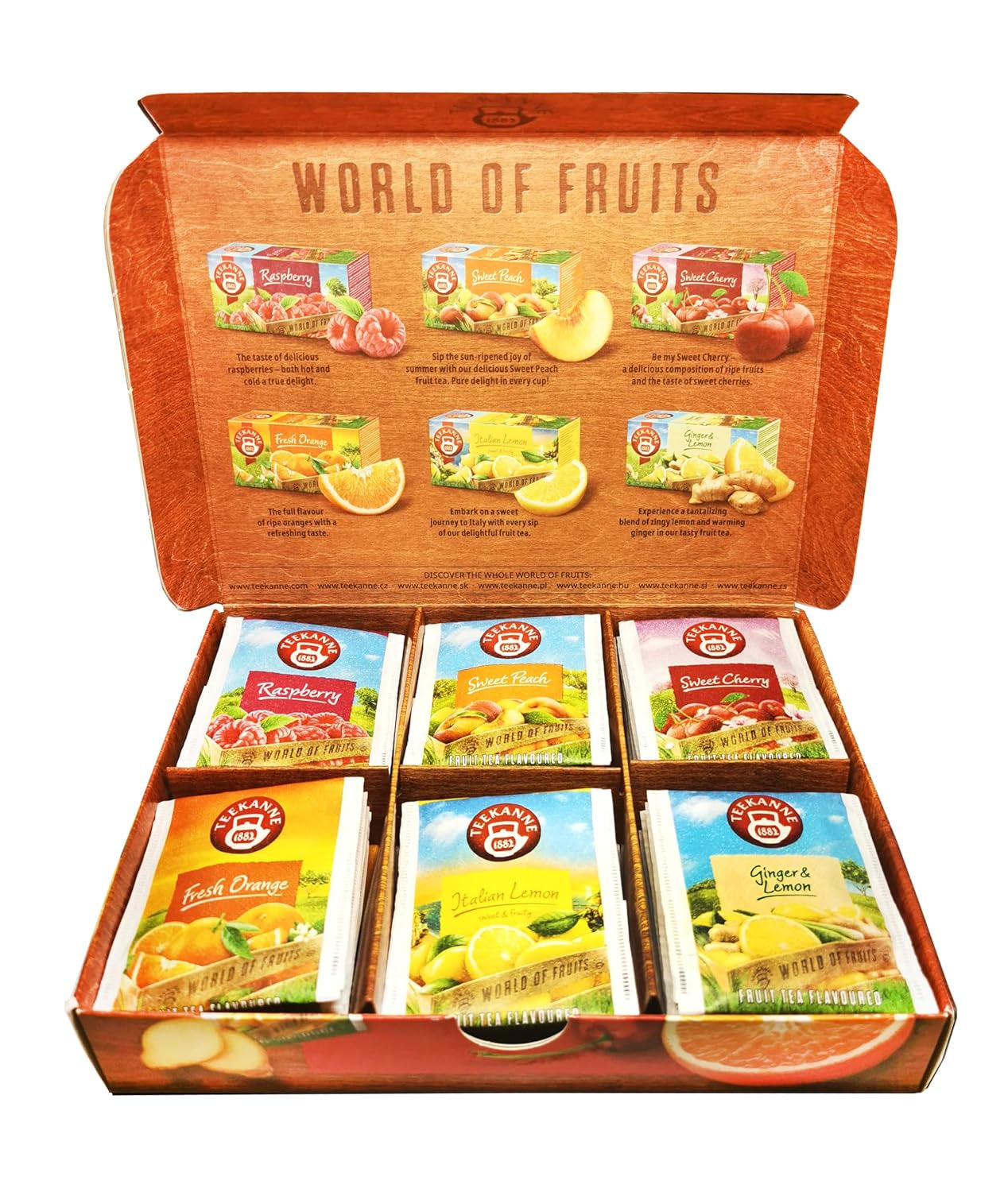 Teekanne World of Fruits (NY UTGÅVA) - Box med urval av fruktteer - 6 smaker * 5 tepåsar