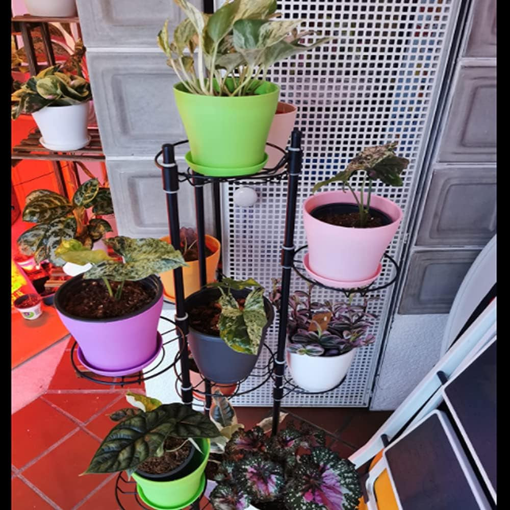 20 cm stora plastblomkrukor med fat, vita självbevattnande blomkrukor med fat, frökrukor av plast, förtjockade krukor för inomhus- och utomhusplantering (6 stycken)