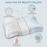 Royalisneeo skönhetskudde för rygg, mage och sidovärk Nacke- och axelvärkskudde Anti-rynkor Anti-aging Memory Foam Kudde Blå (Standard) Cervikala ortopediska kuddar Naty Shop