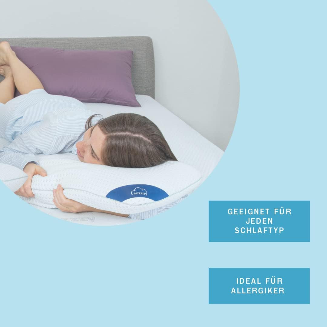 Genius Eazzzy skumkudde 40X80 Cm höjd 10Cm - Nackstödskudde med 2 grader av hårdhet + kylande gelskum - Sovkudde för sido-, rygg- och magslipare mot nacksmärta, polyester Naty Shop standardkuddar