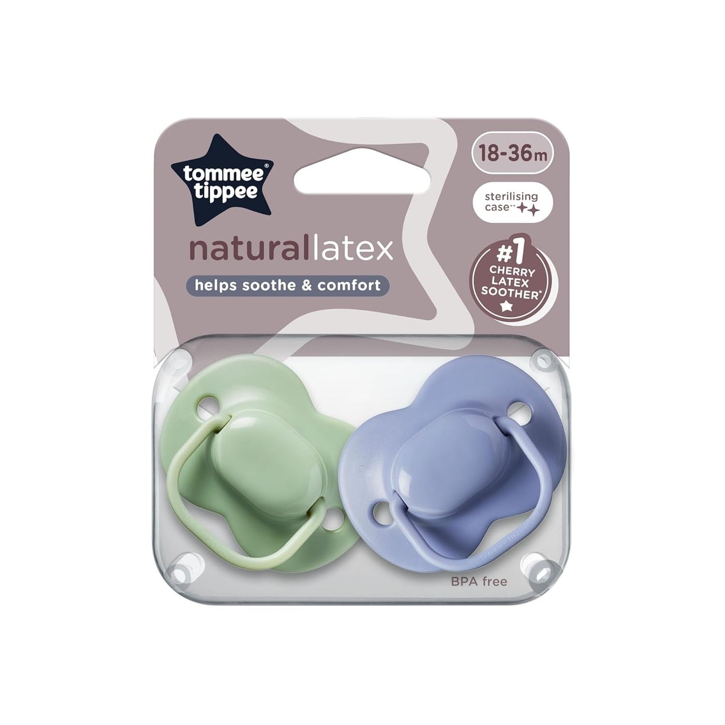 Tommee Tippee Cherry Latex-nappar 0-6 månader 2-pack 100% naturlig latexpåse nappar