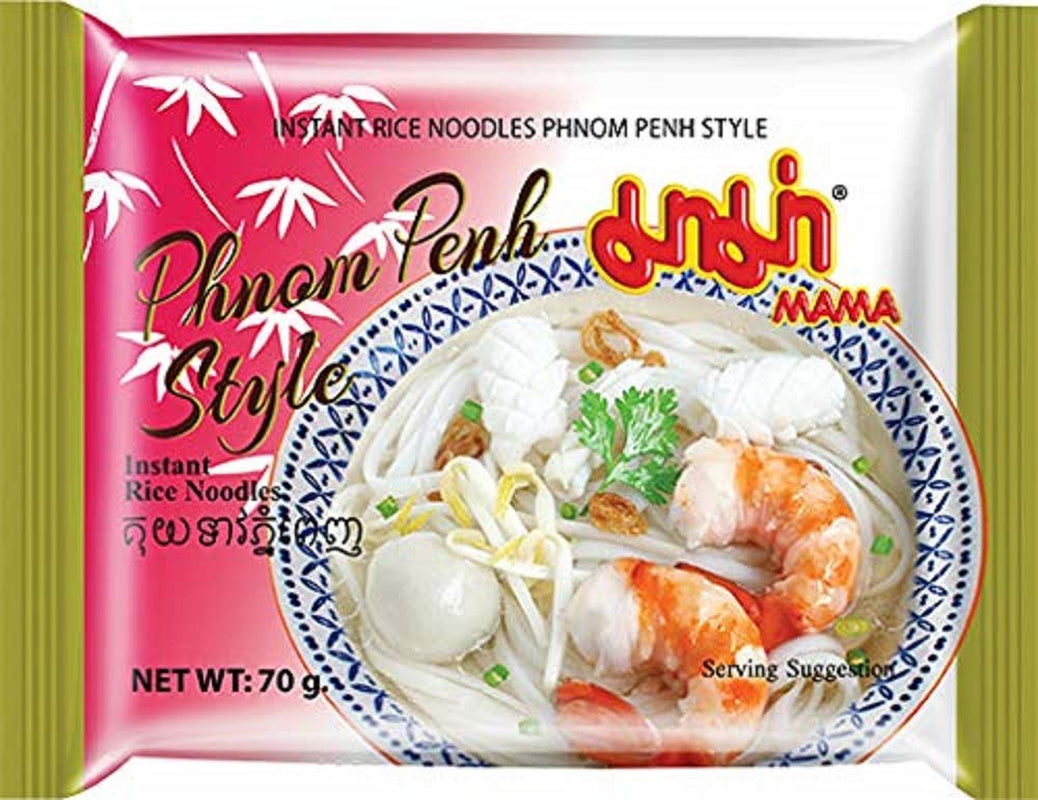 MAMA Phnom Phenh Instant Risnudlar – Orientalisk stil snabbrisnudlar – Äkta thailändsk mat – 12 x 70 g