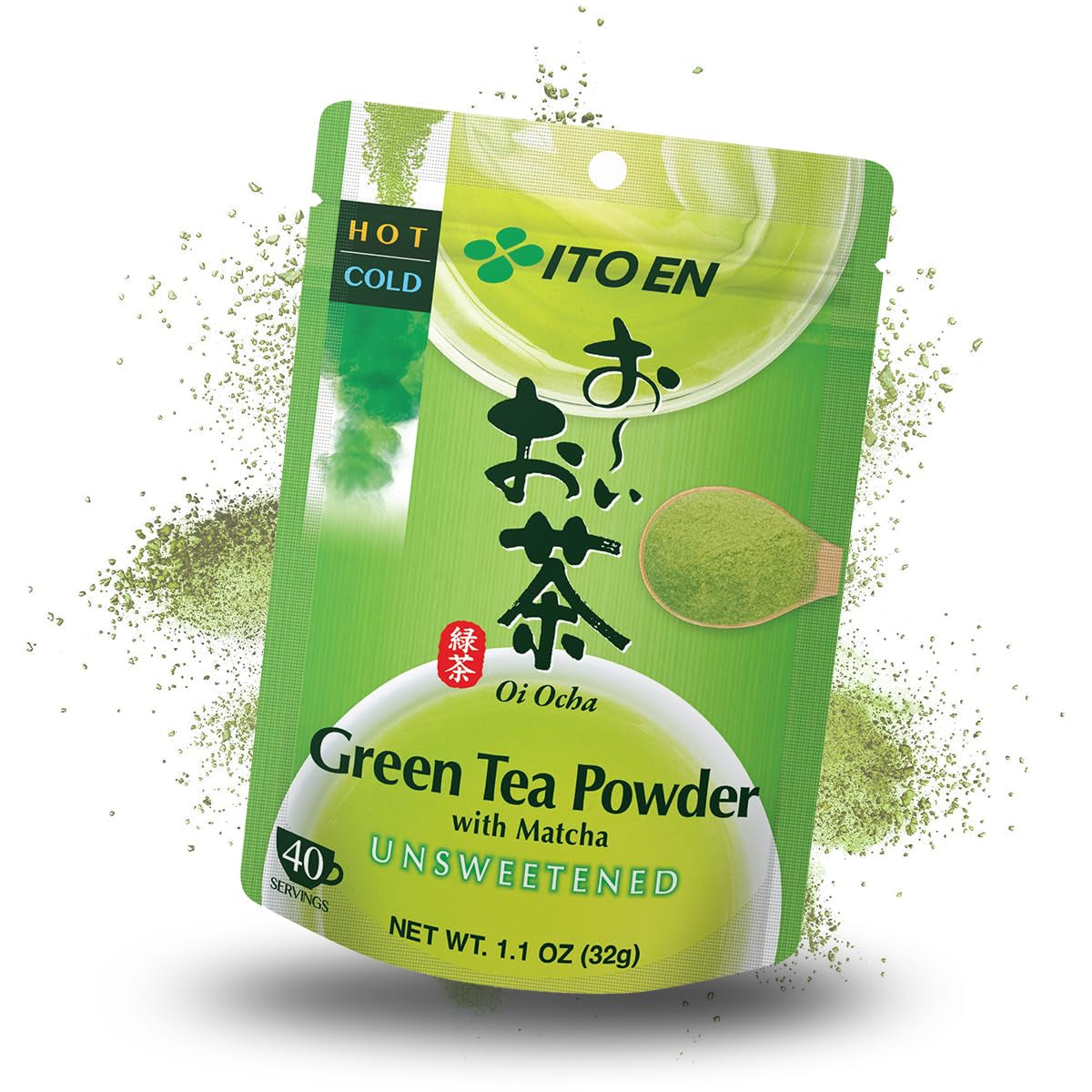 ITO EN Oi Ocha Instant grönt tepulver med matcha - Osötat matcha grönt te från Japan - 1 x 32 g