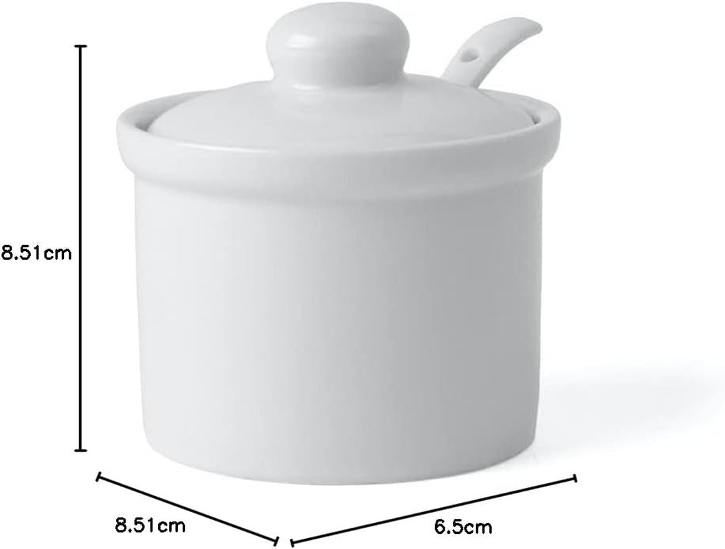 Holst Porslin AT 216 FA1 Kanister 0,17 L fat med sked, vit, 8,5 x 8,5 x 6,5 cm