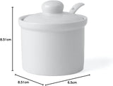Holst Porslin AT 216 FA1 Kanister 0,17 L fat med sked, vit, 8,5 x 8,5 x 6,5 cm