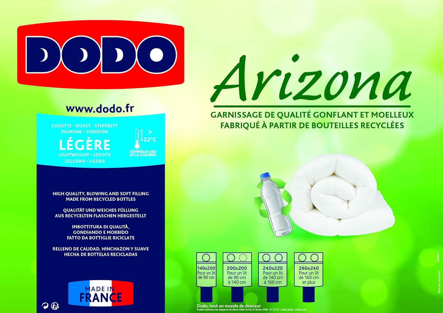 DODO Couette täcke Arizona, ljus, polyester, vit, 140/200 Täcken och täcken Naty Shop