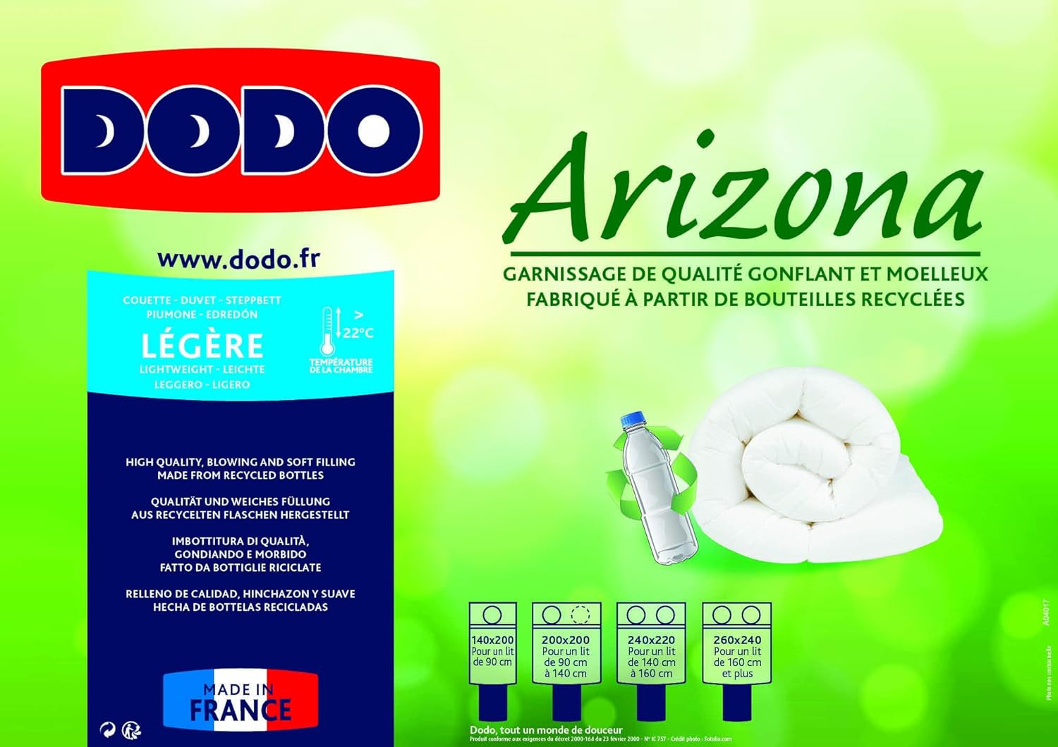 DODO Couette täcke Arizona, ljus, polyester, vit, 140/200 Täcken och täcken Naty Shop