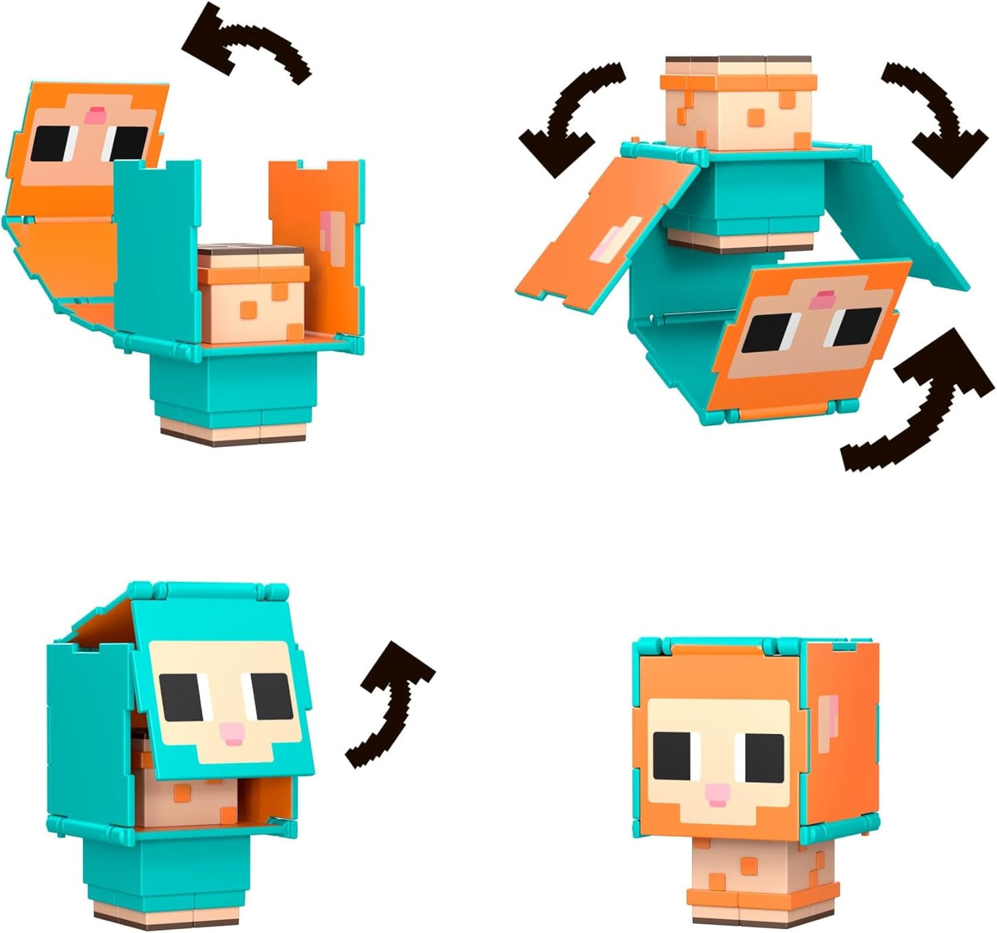 Mattel Minecraft Flippin' Figs får och kyckling 2-pack med 2-i-1 lekfigurer, stora huvuden och pixeldesign HXK17 Actionfigurer Naty Shop