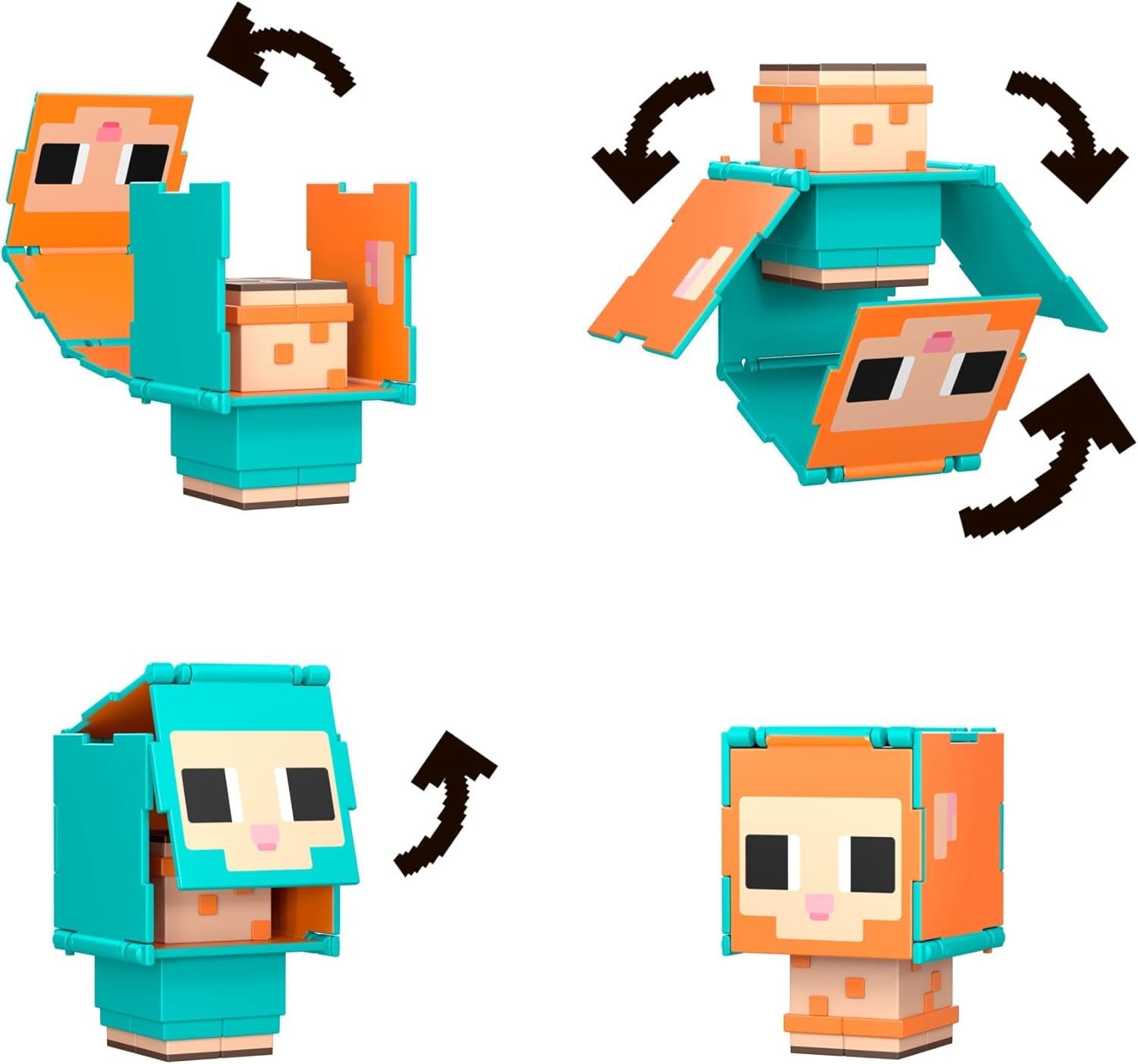 Mattel Minecraft Flippin' Figs får och kyckling 2-pack med 2-i-1 lekfigurer, stora huvuden och pixeldesign HXK17 Actionfigurer Naty Shop