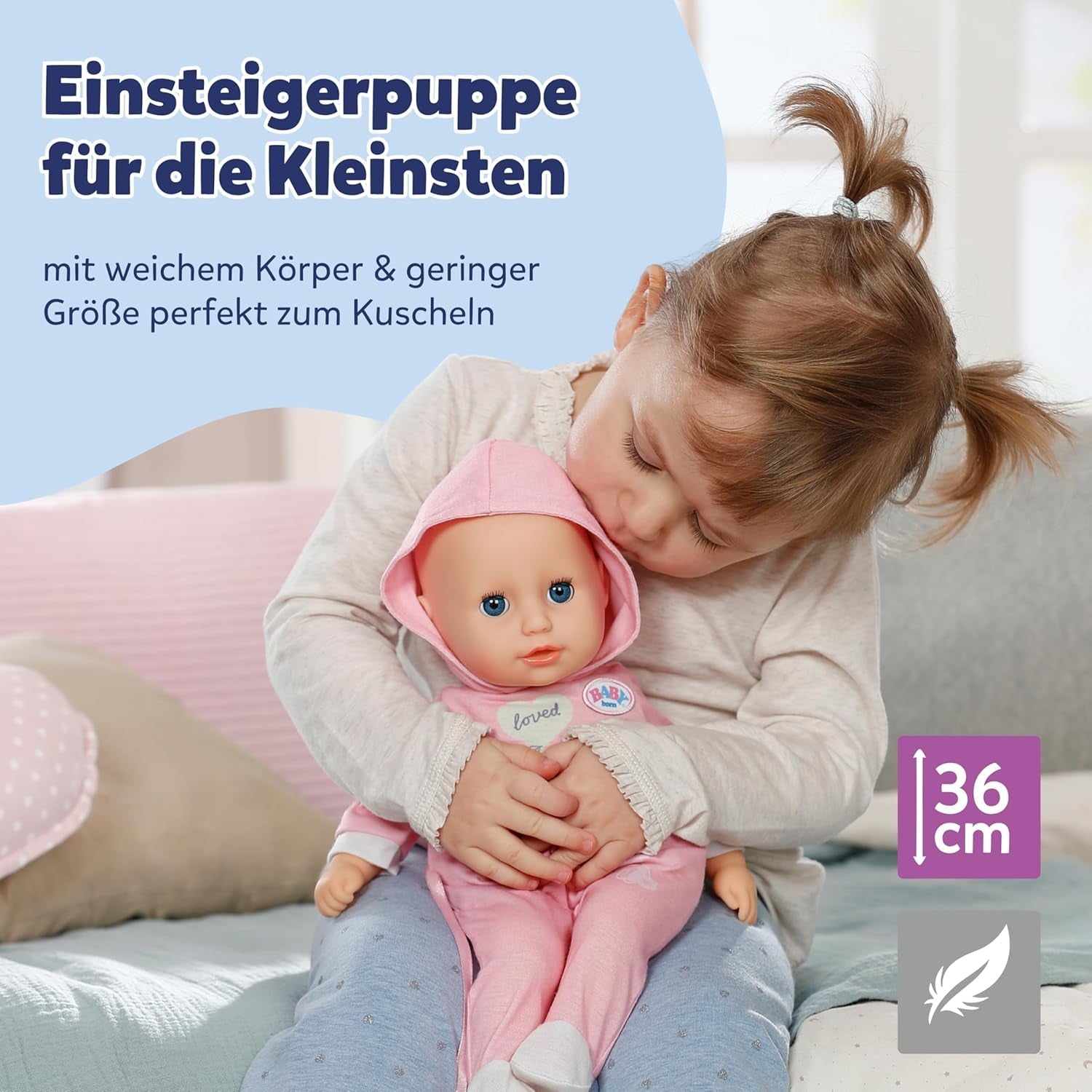 BABY Born Hannah Play with Me - Babydocka med 5 funktioner - Mjuk materialkropp inklusive tillbehör - 36 cm docka - Batteridriven - Lämplig för barn från 1 år