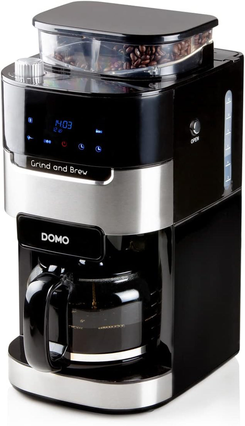 DOMO DO721K "Grind and Brew" espressomaskin - Bean-to-Cup-funktion - LCD-display - För malet kaffe eller hela bönor - 1,5 L
