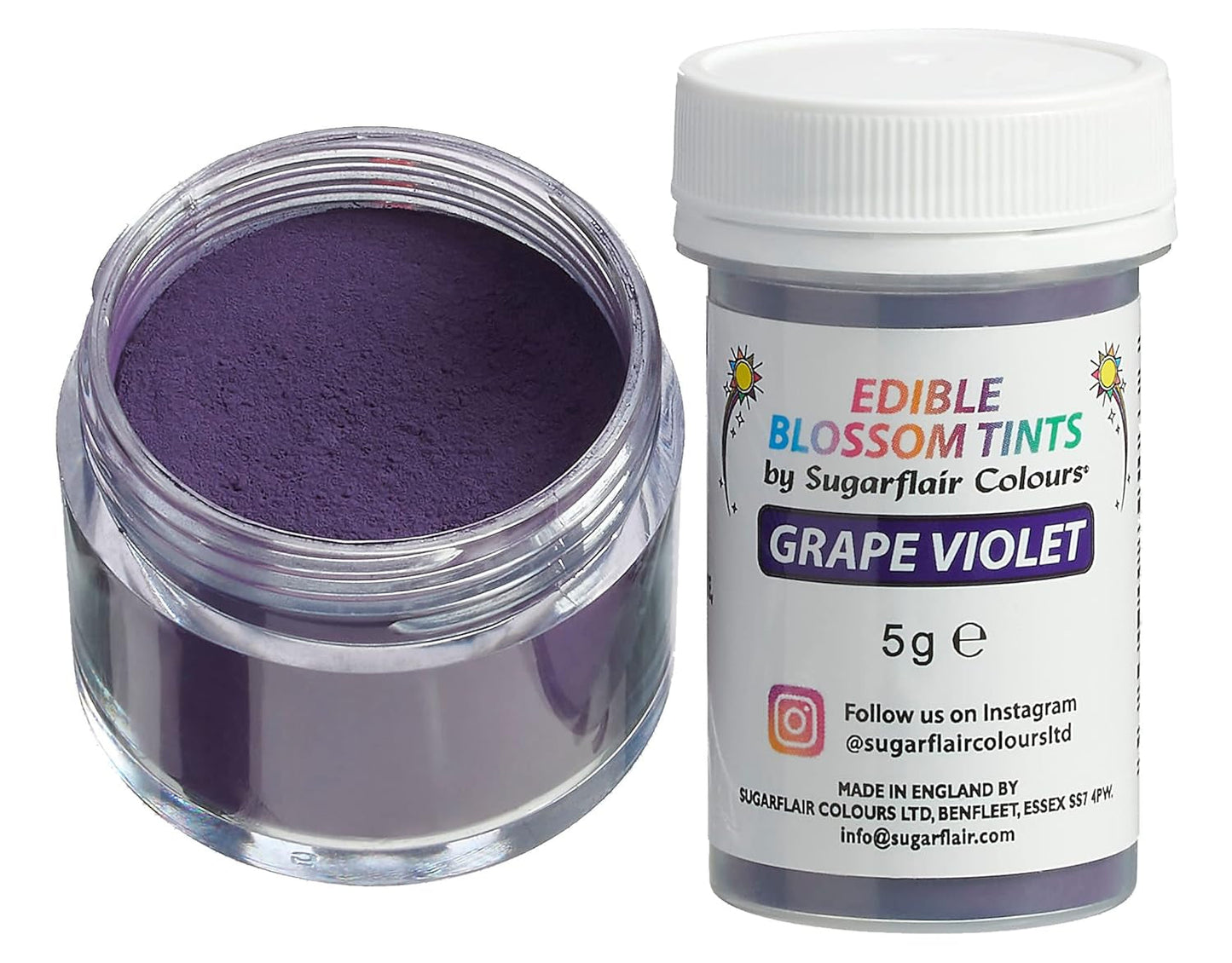 Sugarflair Blossom Tint Dust Grape Violet Food Coloring Powder - Livsmedelsfärgpulver för tårtdekorationer, fondant, glasyr, choklad, smörkräm, macarons och mer - 5G
