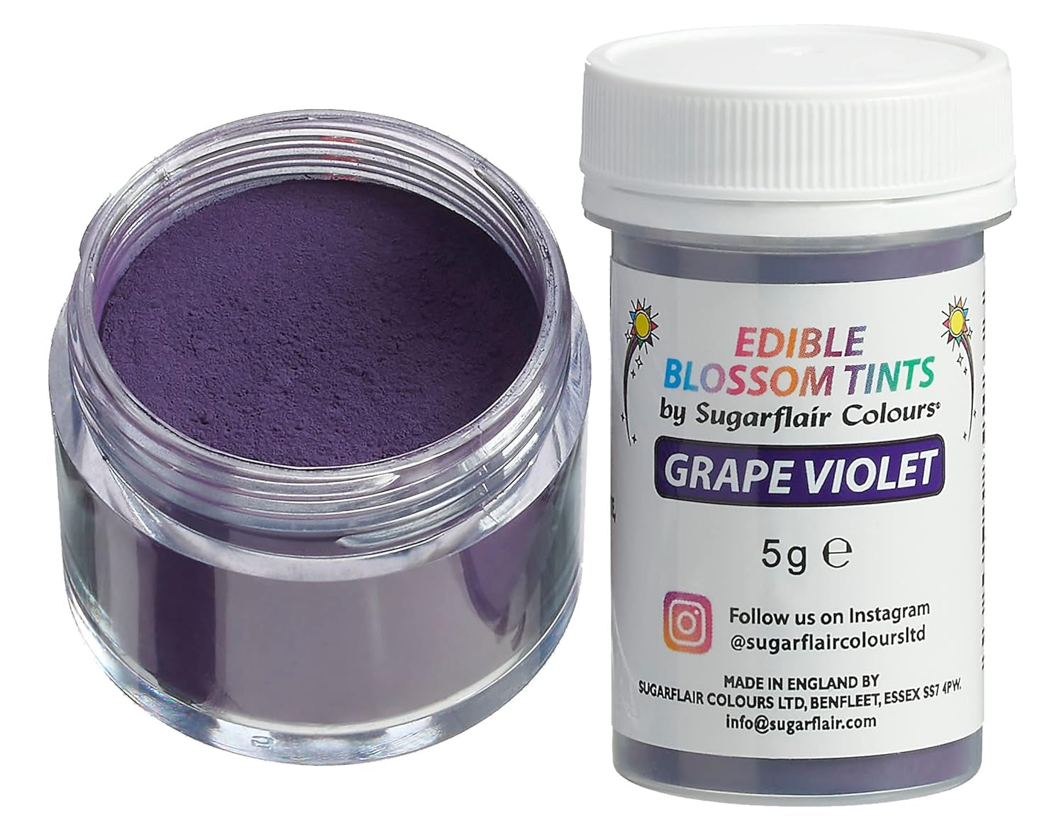 Sugarflair Blossom Tint Dust Grape Violet Food Coloring Powder - Livsmedelsfärgpulver för tårtdekorationer, fondant, glasyr, choklad, smörkräm, macarons och mer - 5G