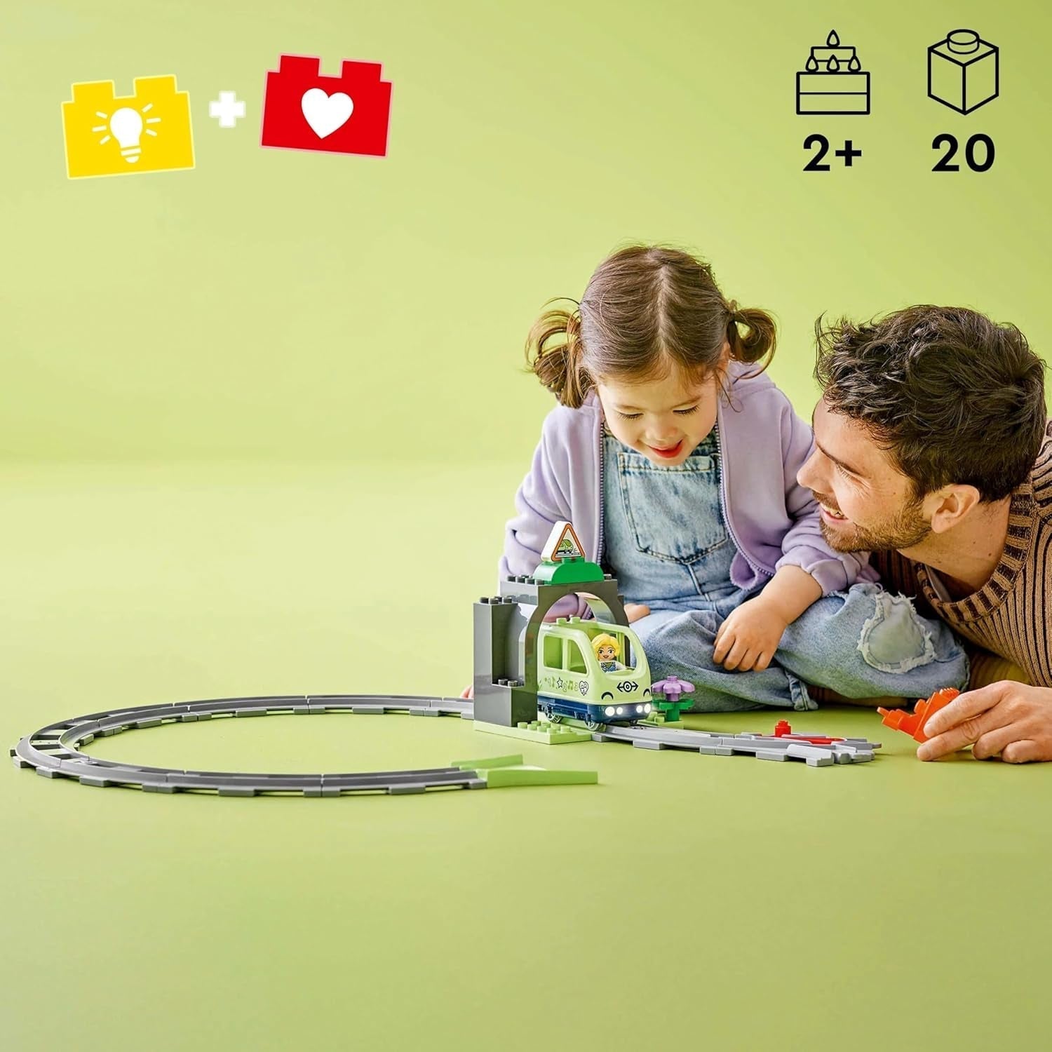 LEGO DUPLO Town Railway Tunnel och spår - Expansionsset, present till småbarn, uppmuntrar fingerfärdighet, lekset för 2 år gamla fordonsfans, kreativ lärandeleksak 10425 Byggset Besuche den LEGO-Store