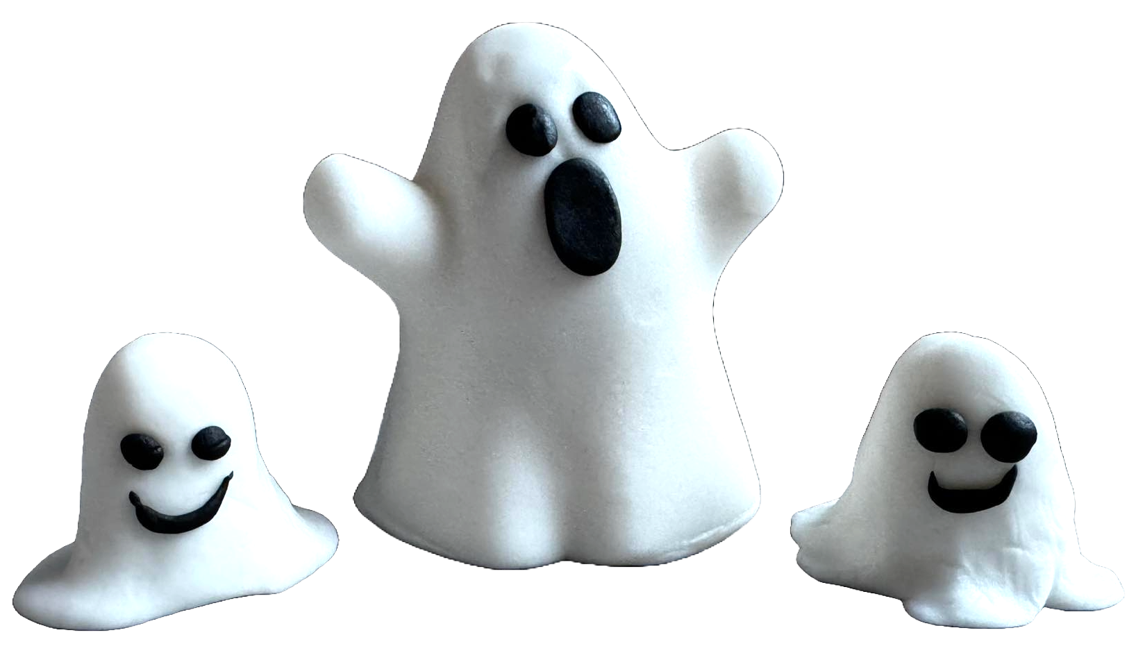 Set med 3 ätbara sugarpaste-dekorationer, Halloween, Ghost Family Sugarpaste-dekorationer Naty Shop
