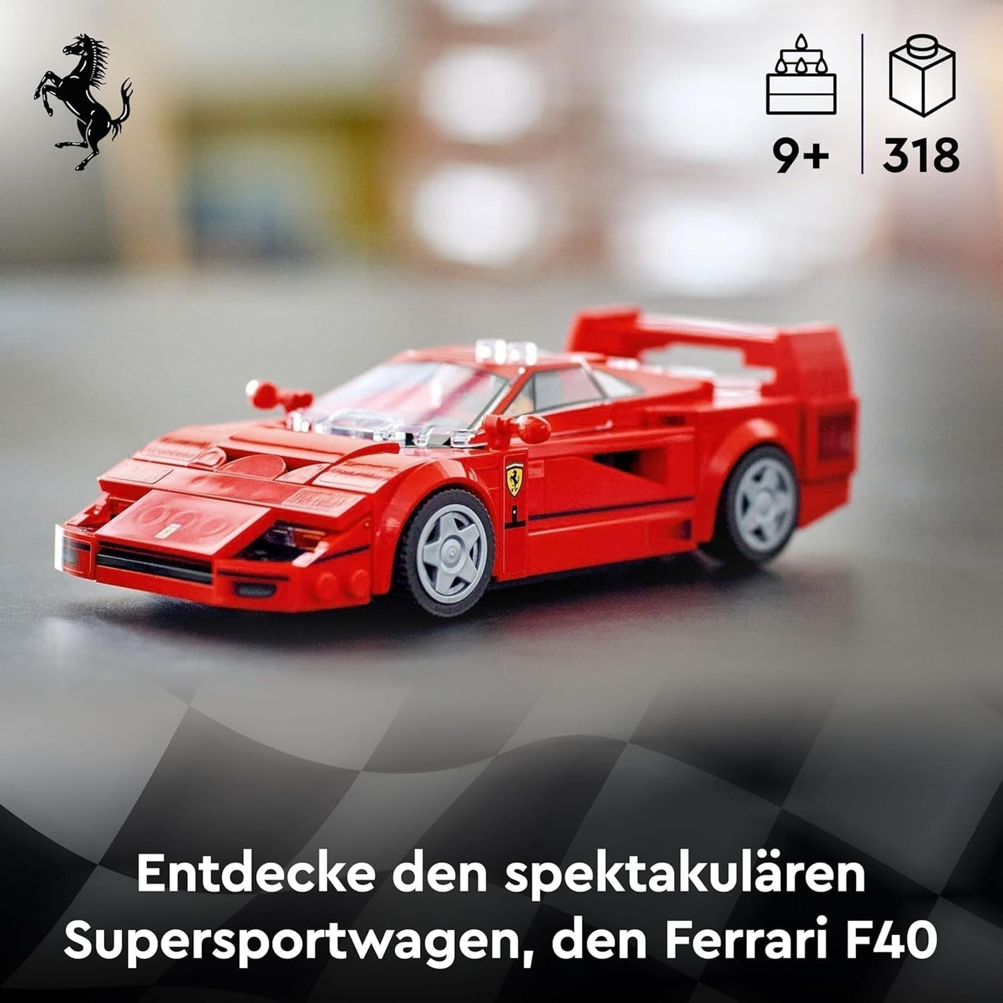 LEGO Speed Champions Ferrari F40 Supersportbil, lekset med byggbar leksaksbil och minifigurförare, samling byggset för barn, present till pojkar och flickor 76934 Byggset Besuche den LEGO-Store