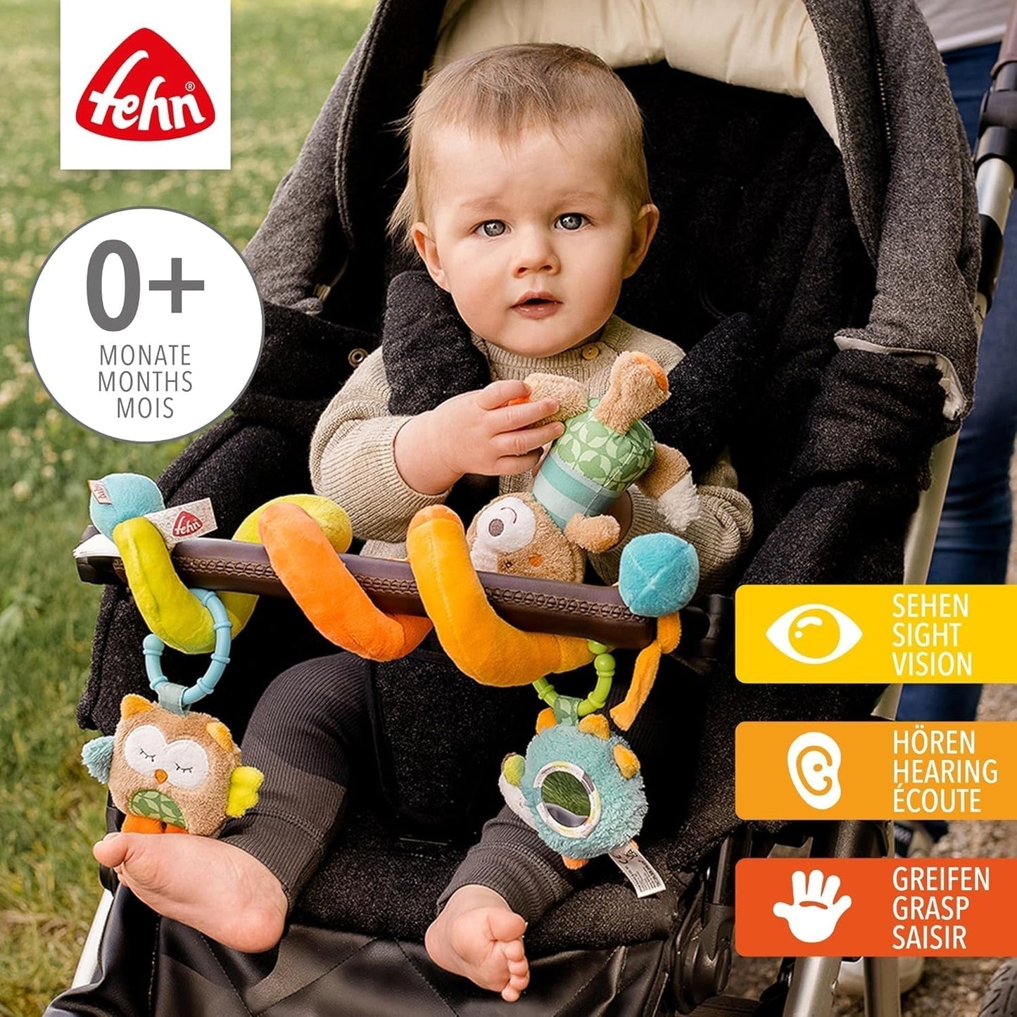 Fehn Activity Spiral Sleeping Forest - rör och håll barnvagnsleksak - babyleksak för säng, lekhage, barnvagn och bilbarnstol - motoraktivitetsleksak för spädbarn och småbarn från 0+ månader Babyleksaker Naty Shop