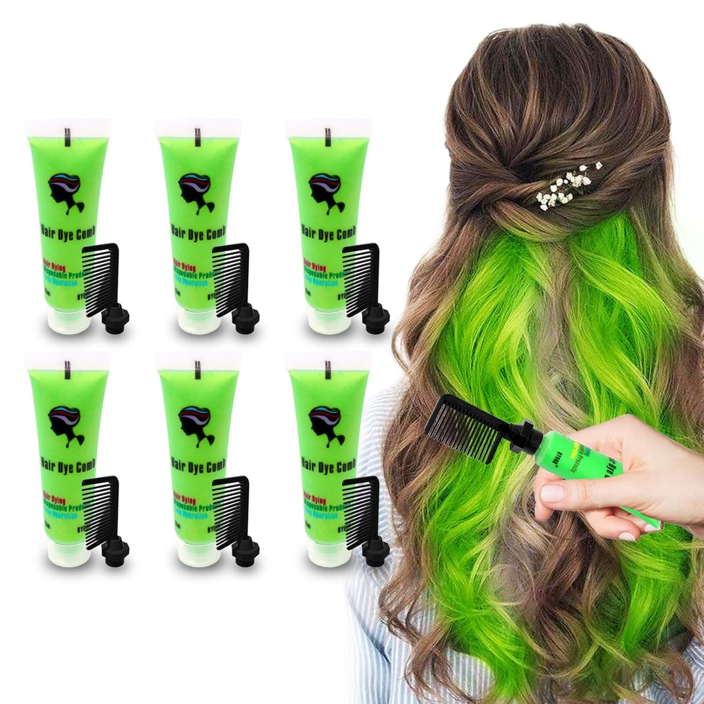 Byhoo 6PCS tillfällig hårfärg för svart hår, hårkrita, tvättbar hårfärg, presentidé för flickor, födelsedagspresent för tonåringar. Naty Shop 03 hårfärgning