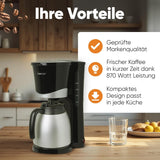 Clatronic® kaffebryggare med termos | för 8-10 koppar kaffe | utan temperaturförlust | kaffebryggare med filter | 1 liter | Espresso | Filterkaffebryggare med termos | KA 3327 svart