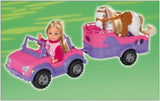 Simba 105737460 - Evi Love Evi Horse Trailer med rosa jeep, lila häst och ponnyhänge, dress-up docka, 12 cm, för barn 3 år och uppåt Dolls Naty Shop