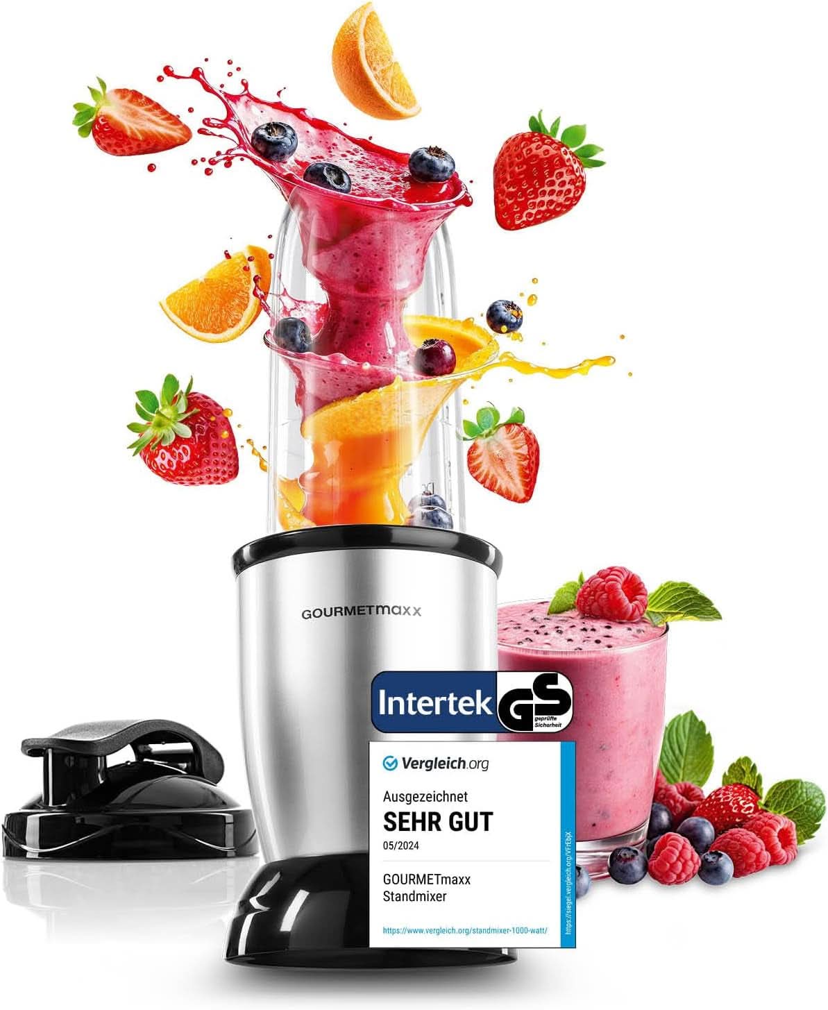 Gourmetmaxx Mr Magic Blender, Smoothie Maker med Xxl Naty Shop tillbehörspaket