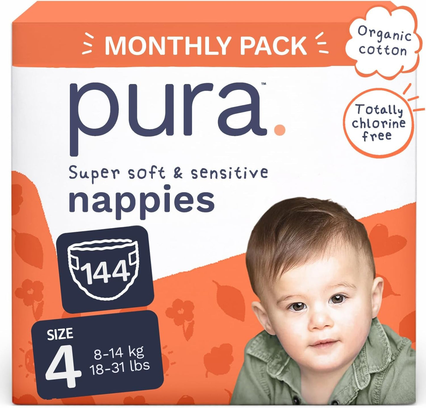 Eco babyblöjor - storlek 3 (4-9 kg), 1 förpackning (26 blöjor), ultramjuka blöjor för känslig hud, ekologisk bomull, upp till 12 timmars läckageskydd, ny storleksguide