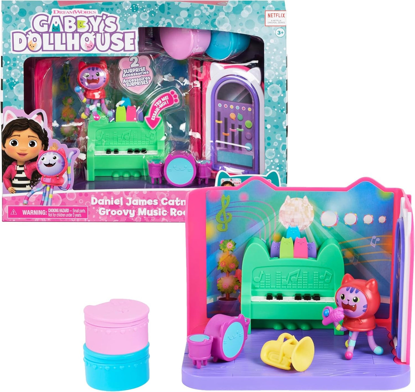 Gabby Dollhouse Deluxe Room Groovy Music Room och Deluxe Room Sweet Dreams Fluffy Cat Bedroom