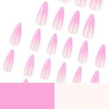 Mouyouglow Långa naglar Stiletto Milky White Gradient Rosa Glitter Coola falska naglar med lim Rosa Ombre Glitter konstgjorda naglar