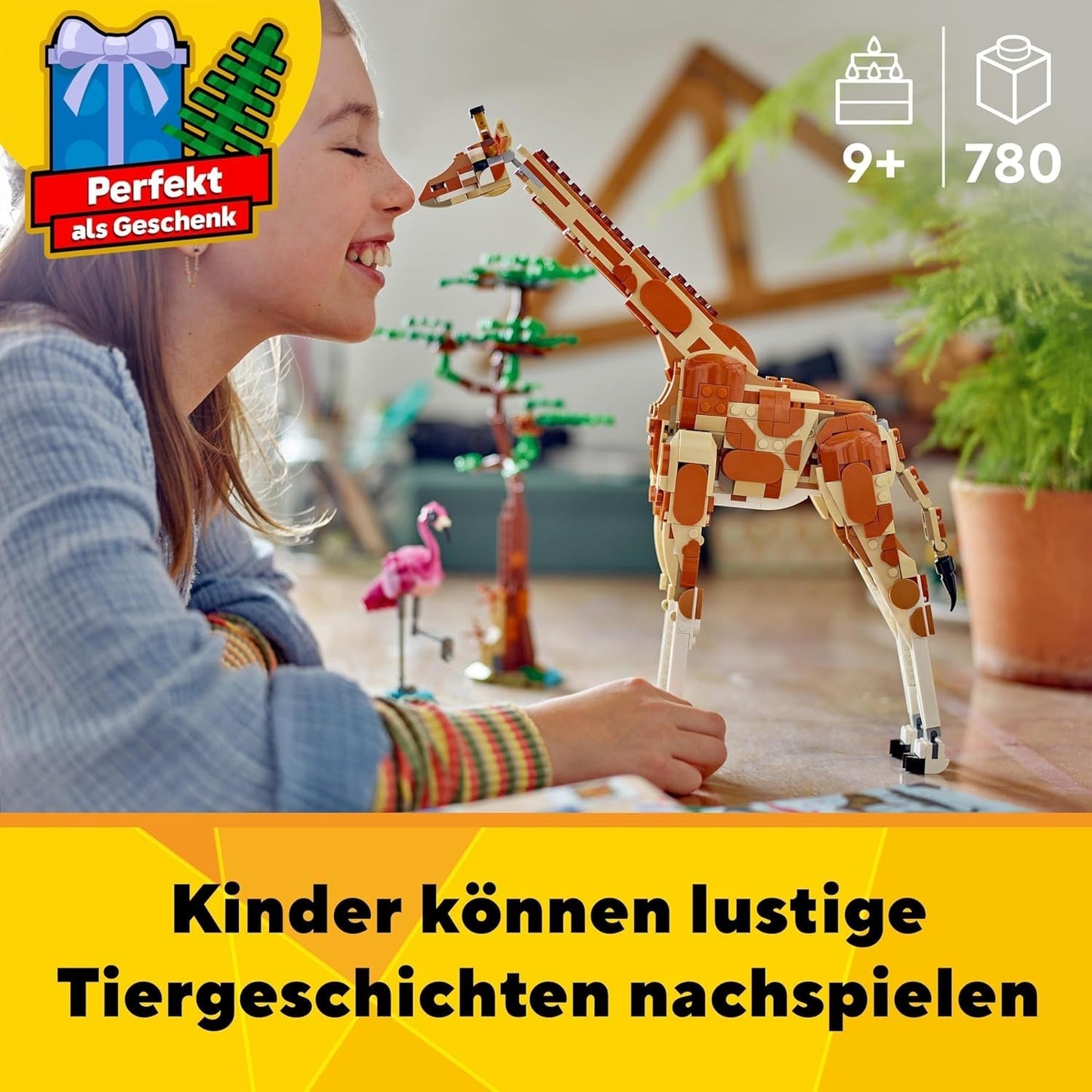 LEGO Creator 3In1 Animal Safari, kreativt set med djurfigurer, 3 byggalternativ: Leksaksgiraff, gasell och lejon, leksaksdjur för flickor och pojkar, naturpresent för barn från 9+ år 31150 Byggset Beuche den LEGO-Store