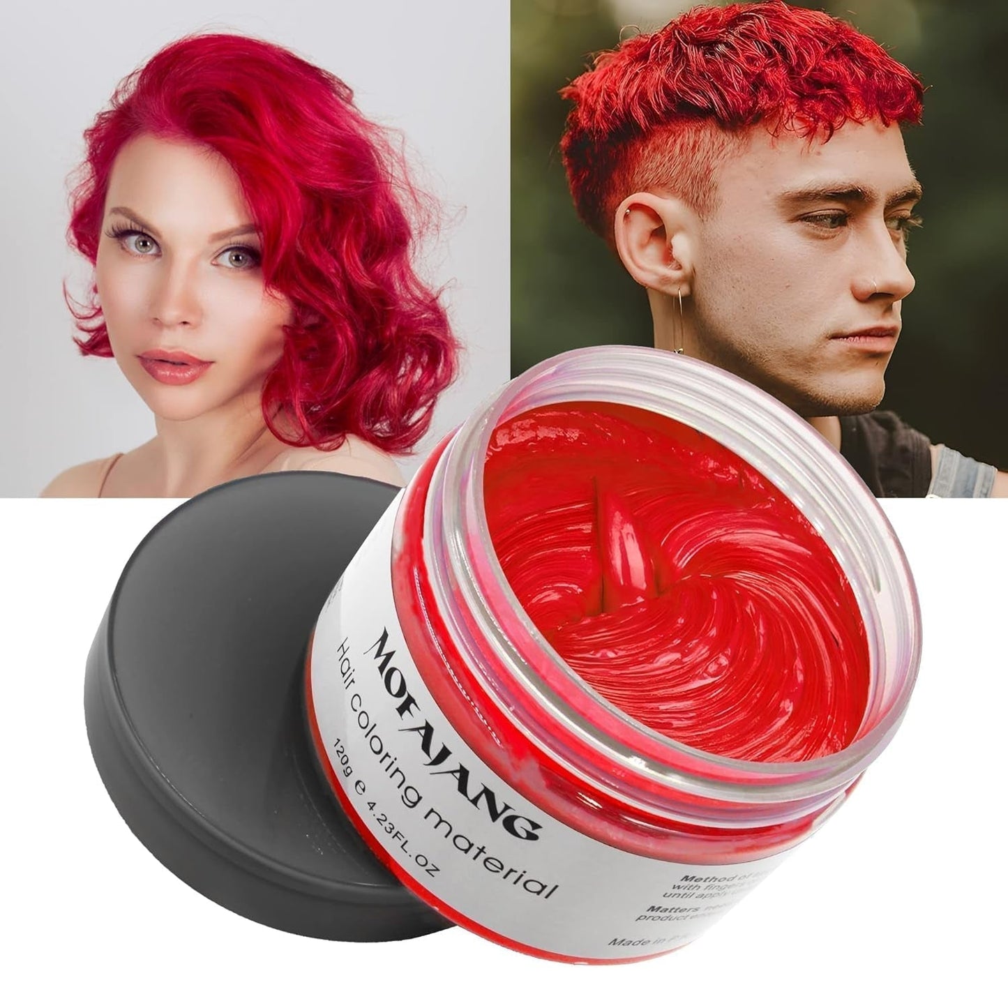 Tillfällig hårfärg, styling hårton för män kvinnor, naturlig hårpomada, hårfärgningsvax för fest, cosplay och halloween, 4,23 oz (silvergrå) Naty Shop Hårfärg 7 Röd
